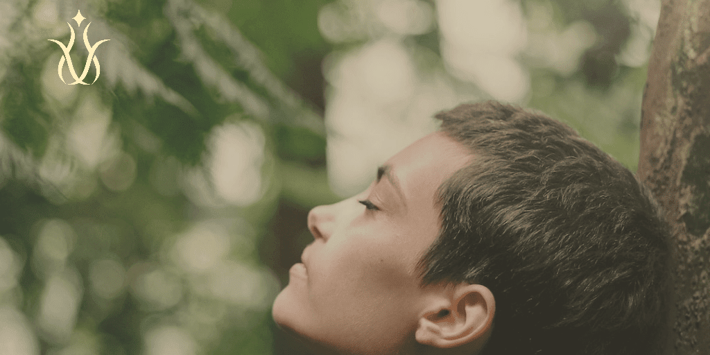 Woman deep breathing for stress relief