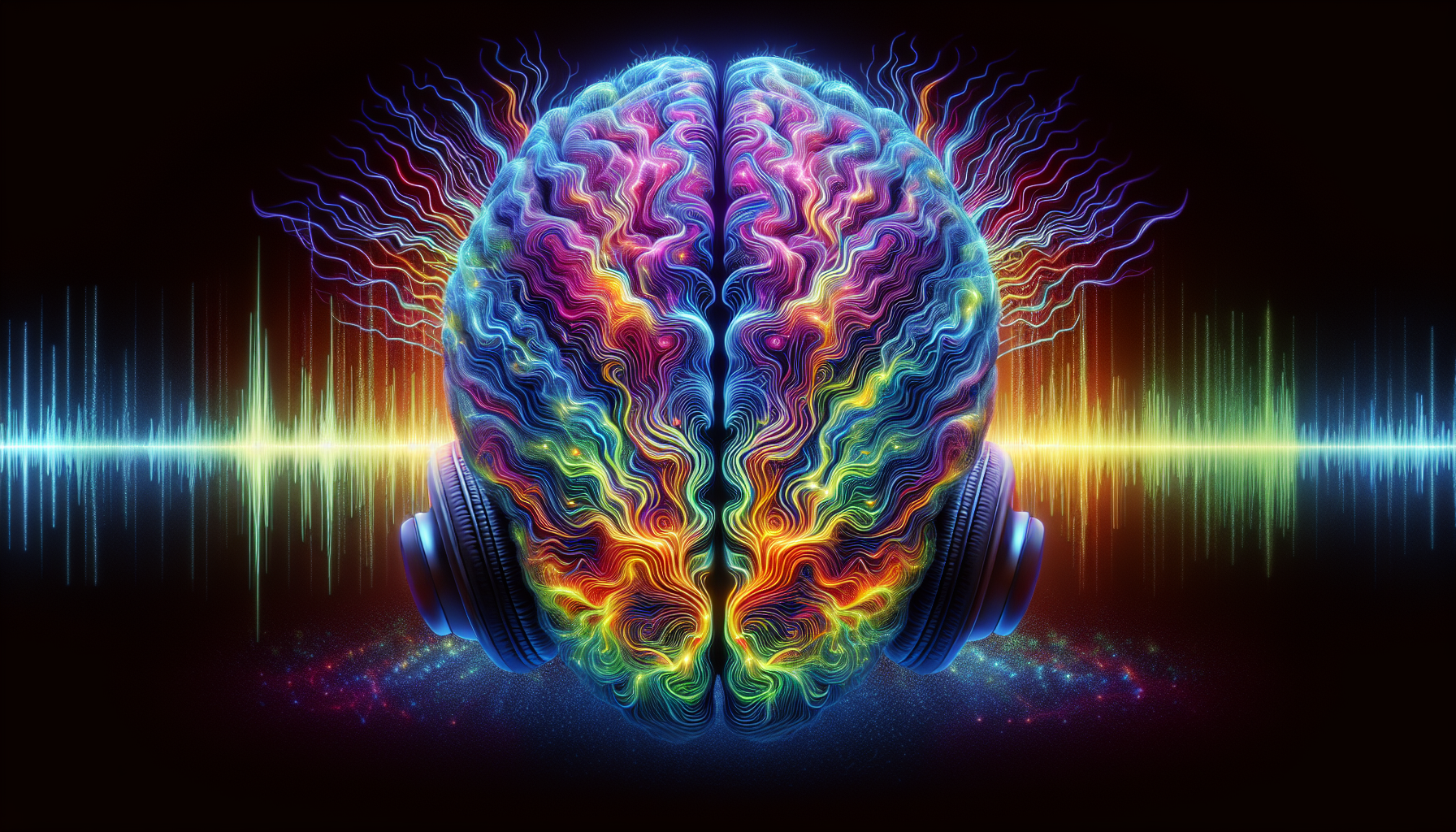 Illustration of brain with sound waves