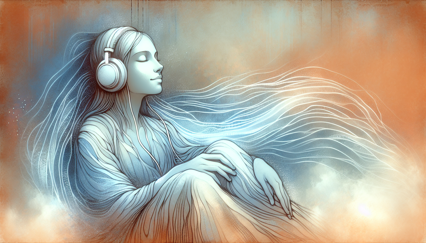 Illustration of a person listening to calming music with eyes closed