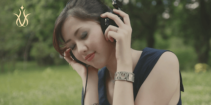 Girl listening to relaxing music